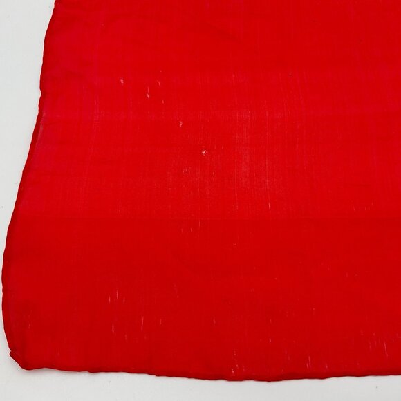 Collection of Three Hand Rolled Vintage Handkerchiefs or Scarves Red Pink Yellow - Picture 8 of 9